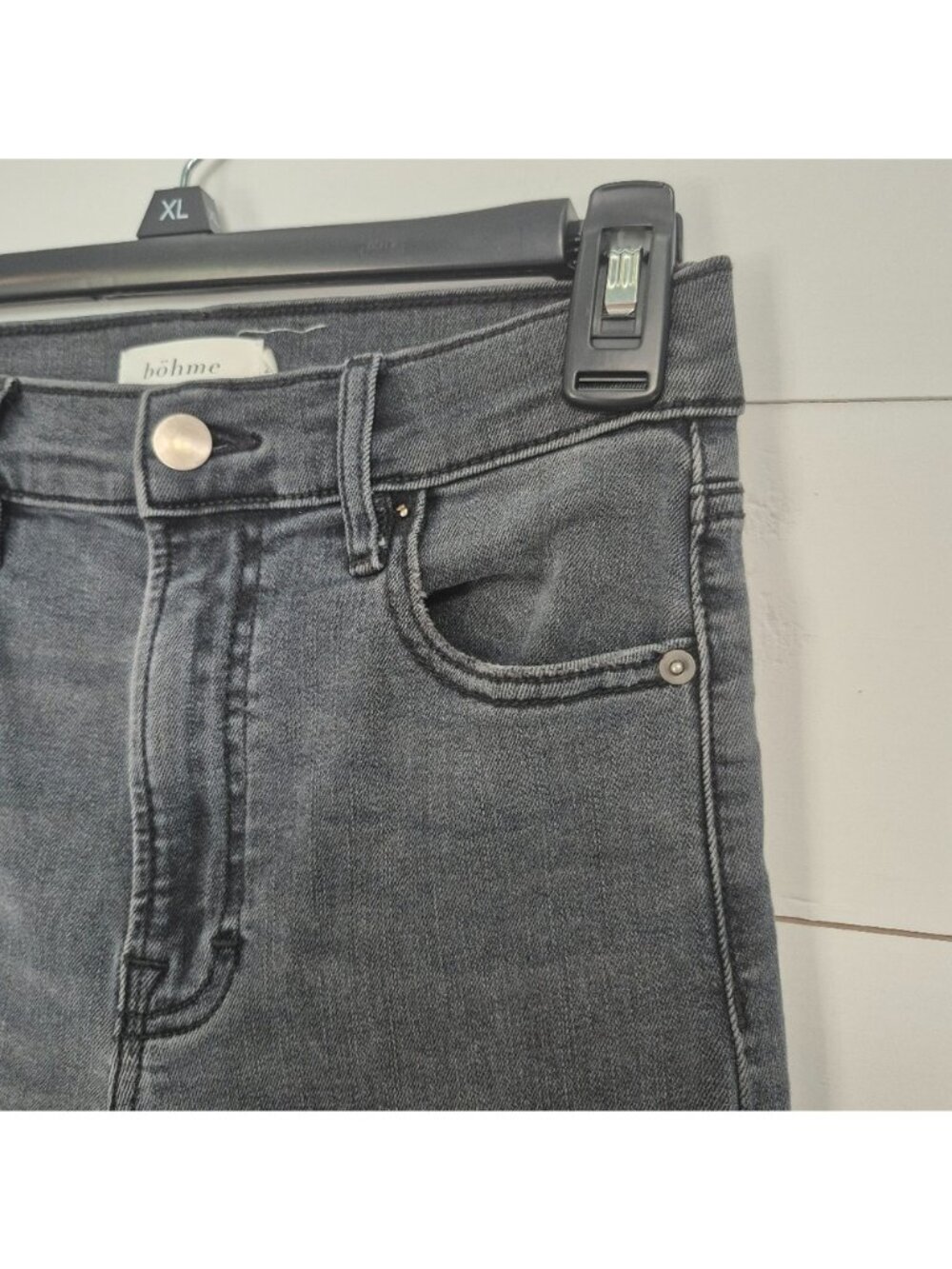 Böhme Womens High-Waisted Black Washed Straight-Leg Denim Jeans Size 25 - Picture 3 of 7